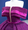 Purple Lace Pearls Off the Shoulder Prom Dress