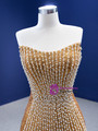 Gold Sequins Mermaid Strapless Prom Dress