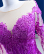 Purple Mermaid Long Sleeve Appliques Prom Dress