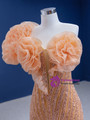 Orange Mermaid Sequins Beading One Shoulder Prom Dress
