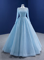 Fabulous Tulle Long Sleeve Sequins Prom Dress