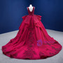 Burgundy Tulle Appliques Beading Pearls Sequins Prom Dress