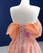 Orange Tulle Sequins Beading Feather Trendy Prom Dress