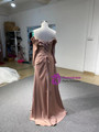 Champagne Satin Long Sleeve Beading With Removable Sleeve