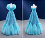 Blue Tulle Sweetheart Pleats Beading Pearls Prom Dress