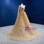 Champagne Tulle Pleats Pearls Beading Prom Dress