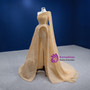 Champagne Tulle Pleats Pearls Beading Prom Dress