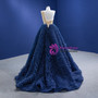 Blue Tulle Pleats One Shoulder Pleats Beading Prom Dress