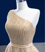 Champagne Tulle Sequins One Shoulder Prom Dress
