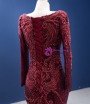 Burgundy Mermaid Sequins Long Sleeve V-neck Prom Dress