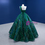 Green Sequins Satin One Shoulder Prom Dress