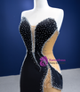 Black Sheath Strapless Beading Crystal Prom Dress