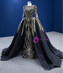 Black Mermaid Beading Sequins Prom Dress With Detachable Train