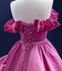 Stylish Fuchsia Satin Pleats Prom Dress