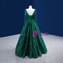 Green Sequins Square Neck Long Sleeve Prom Dress