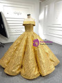 Gold Sequins Sleeveless Prom Dress