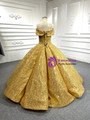 Gold Sequins Sleeveless Prom Dress