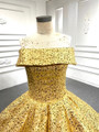 Gold Sequins Sleeveless Prom Dress