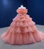 Orange Ball Gown Tulle Tiers Princess Prom Dress