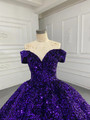 Purple Sequins Off the Shoulder Prom Dress