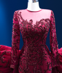 Burgundy Mermaid Sequins Prom Dress With Detachable Train