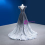 Princess Gradation Gray Tulle V-neck Beading Prom Dress