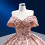 Pink Tulle Ball Gown Beading Sequins Prom Dress