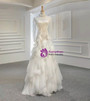 White Tulle High Neck Long Sleeve Beading Sequins Wedding Dress