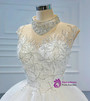 White Tulle High Neck Beading Sequins Wedding Dress