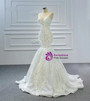 White Mermaid Sequins Appliques Beading Wedding Dress