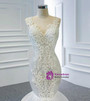 White Mermaid Sequins Appliques Beading Wedding Dress