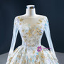 Colorful Sequins Long Sleeve Vintage Wedding Dress
