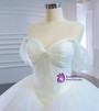 White Ball Gown Tulle Pleats Wedding Dress