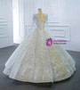 Advanced White Lace Appliques Long Sleeve Beading Wedding Dress