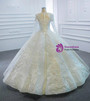 Advanced White Lace Appliques Long Sleeve Beading Wedding Dress