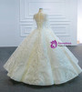 Advanced White Lace Appliques Long Sleeve Beading Wedding Dress