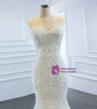 White Mermaid Lace Satin Wedding Dress With Removable Train