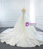 White Mermaid Lace Satin Wedding Dress With Removable Train