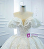 White Ball Gown Tulle Lace Beading Wedding Dress