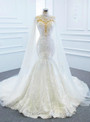 White Mermaid Tulle Lace Wedding Dress Shawl