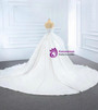 Ball Gown White Satin Sweetheart Pleats Wedding Dress 