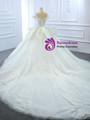 White Tulle Sequins Beading Off the Shoulder Wedding Dress