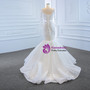 White Mermaid Tulle Long Sleeve Beading Wedding Dress