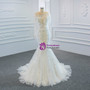 White Mermaid Tulle Long Sleeve Wedding Dress With Removable Train