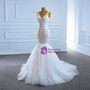 White Mermaid Tulle Lace V-neck Wedding Dress