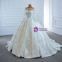 White Sequins Long Sleeve Pearls Wedding Dress