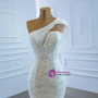 White Mermaid Tulle Lace One Shoulder Beading Wedding Dress