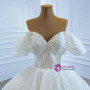 White Tulle Sequins Ball Gown Wedding Dress