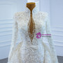 White Mermaid Tulle Backless Long Sleeve Appliques Pearls Wedding Dress