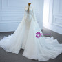 White Mermaid Tulle Backless Long Sleeve Appliques Pearls Wedding Dress